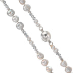 Collier Edelstahl Kristall grau Süsswasserzuchtperlen grau 90 cm