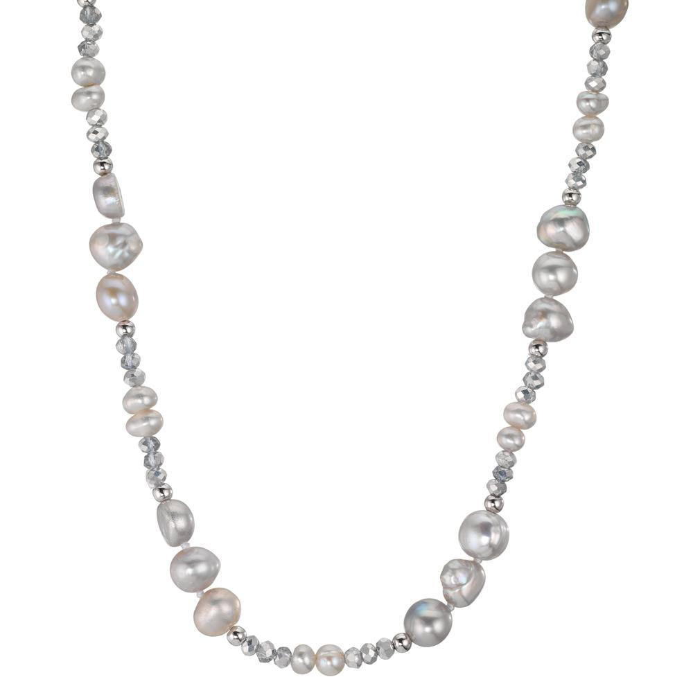 Collana Acciaio inossidabile Cristallo argento Perla coltivata d'acqua dolce argento 46 cm