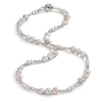 Collana Acciaio inossidabile Cristallo argento Perla coltivata d'acqua dolce argento 46 cm