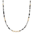 Collier rostfritt stål kristall gul IP-belagd Sötvattensodlad pärla, 5 Pärlor, 4.5 mm 43 cm