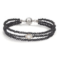 Armband rostfritt stål kristall svart Sötvattensodlad pärla 7-7.5 mm