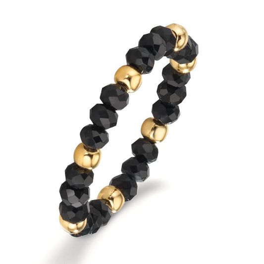 Bague Acier inoxydable Cristal noir, 3 mm jaune PVD