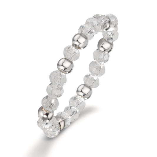 Fingerring Edelstahl Kristall weiss, 3 mm