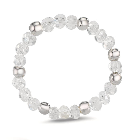 Fingerring Edelstahl Kristall weiss, 3 mm