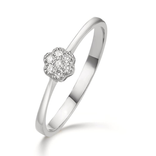 Bague Or blanc 18K Diamant 0.06 ct, 7 Pierres, w-si