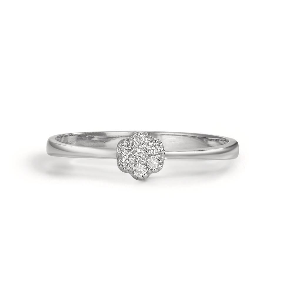 Fingerring 750/18 K Weissgold Diamant 0.06 ct, 7 Steine, w-si