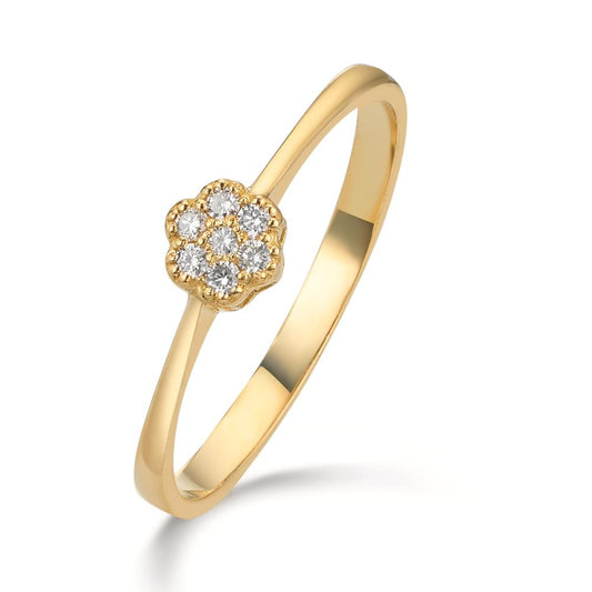 Bague Or jaune 18K Diamant 0.06 ct, 7 Pierres, w-si