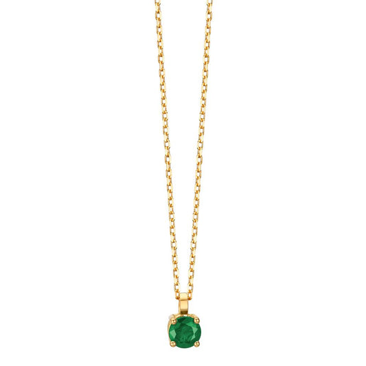 Necklace 18k Yellow Gold Emerald 0.22 ct 42 cm