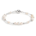 Pulsera Acero inoxidable Cristal blanco Perla cultivada de agua dulce blanco