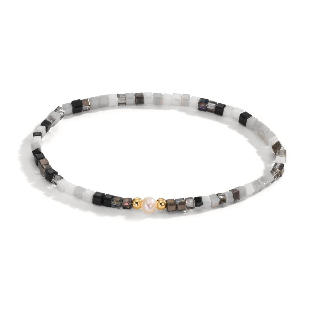 Bracelet Stainless steel Crystal Yellow IP coated Freshwater pearl 4-4.5 mm