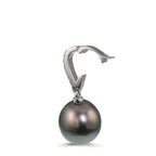 Pendentif Argent Zircone 20 Pierres Rhodié perle de Tahiti 10-11 mm