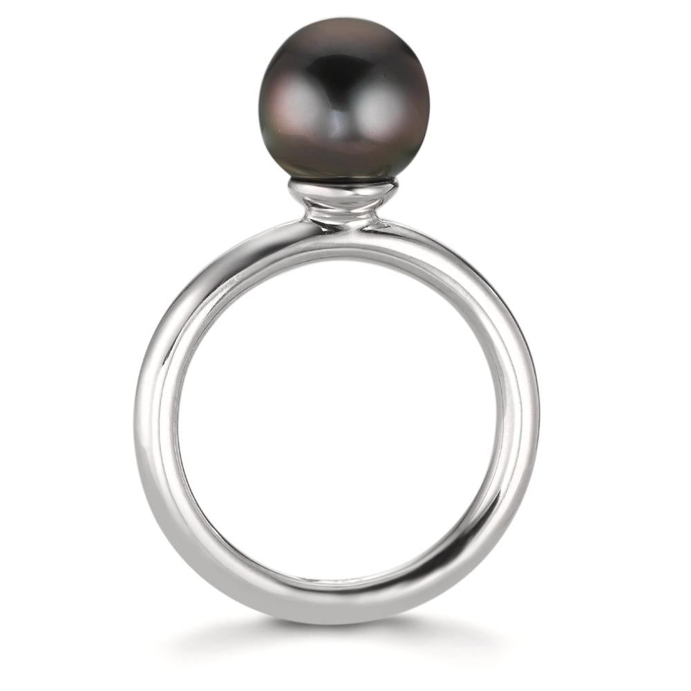 Bague Argent Rhodié perle de Tahiti 8-9 mm