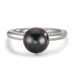 Bague Argent Rhodié perle de Tahiti 8-9 mm
