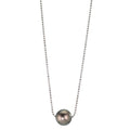 Collier Silber rhodiniert Tahitiperlen, 10 mm 38-50 cm verstellbar