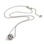 Collier Silber rhodiniert Tahitiperlen, 10 mm 38-50 cm verstellbar