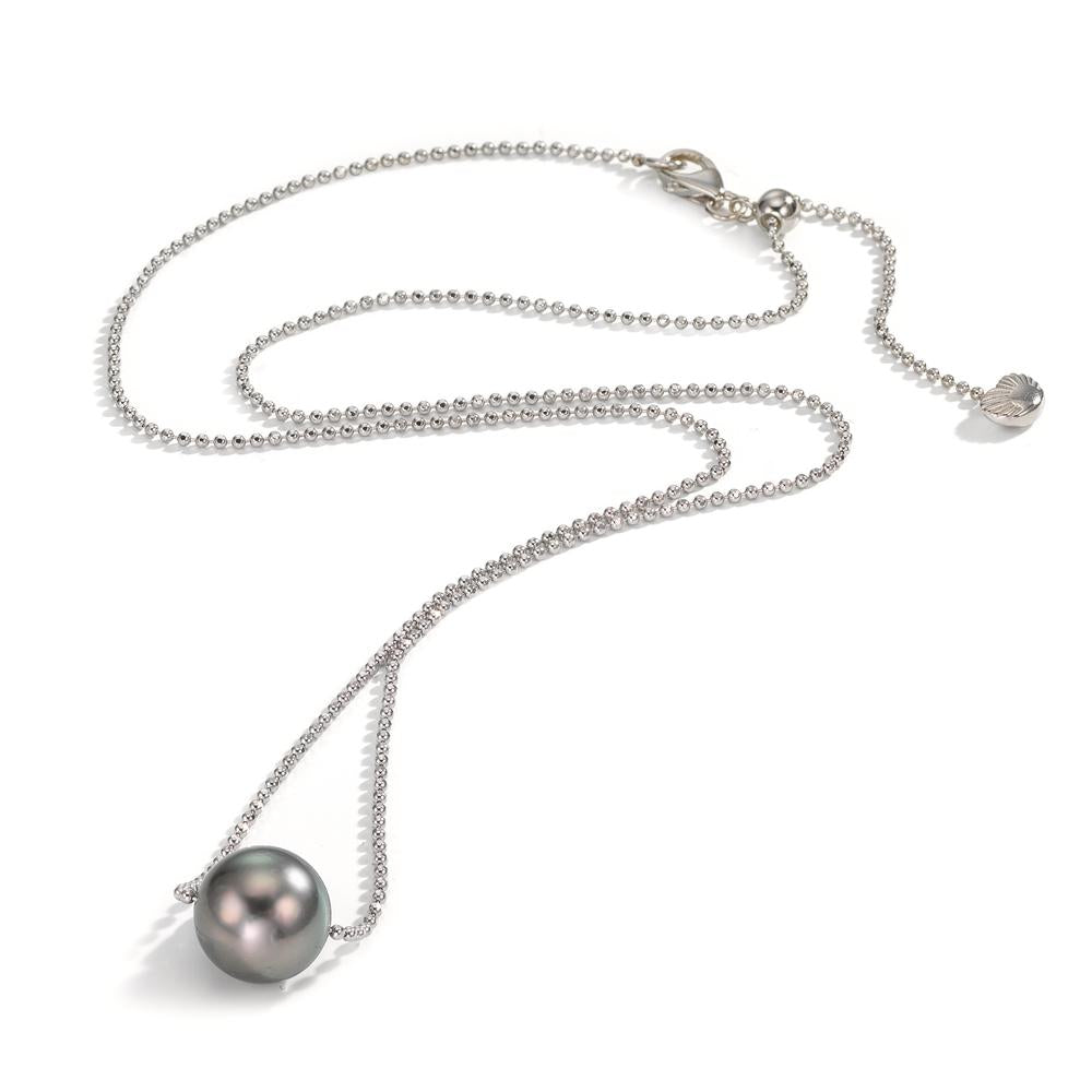 Collier Silber rhodiniert Tahitiperlen, 10 mm 38-50 cm verstellbar