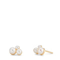 Pendientes Oro amarillo de 375/9K Perla cultivada de agua dulce, 6 Perlas 2-4 mm