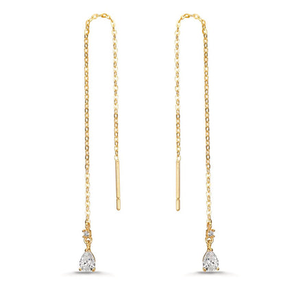 Aretes Oro amarillo de 375/9K Circonita 4 piedras