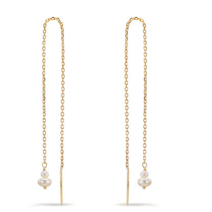 Durchziehohrhänger 375/9 K Gelbgold Süsswasserzuchtperle, 4 Perlen 2.5-4 mm