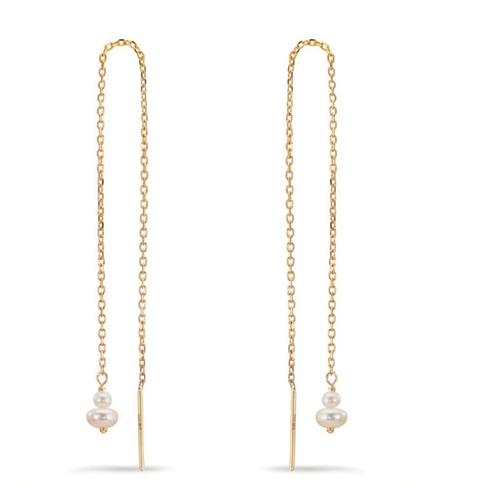 Durchziehohrhänger 375/9 K Gelbgold Süsswasserzuchtperle, 4 Perlen 2.5-4 mm