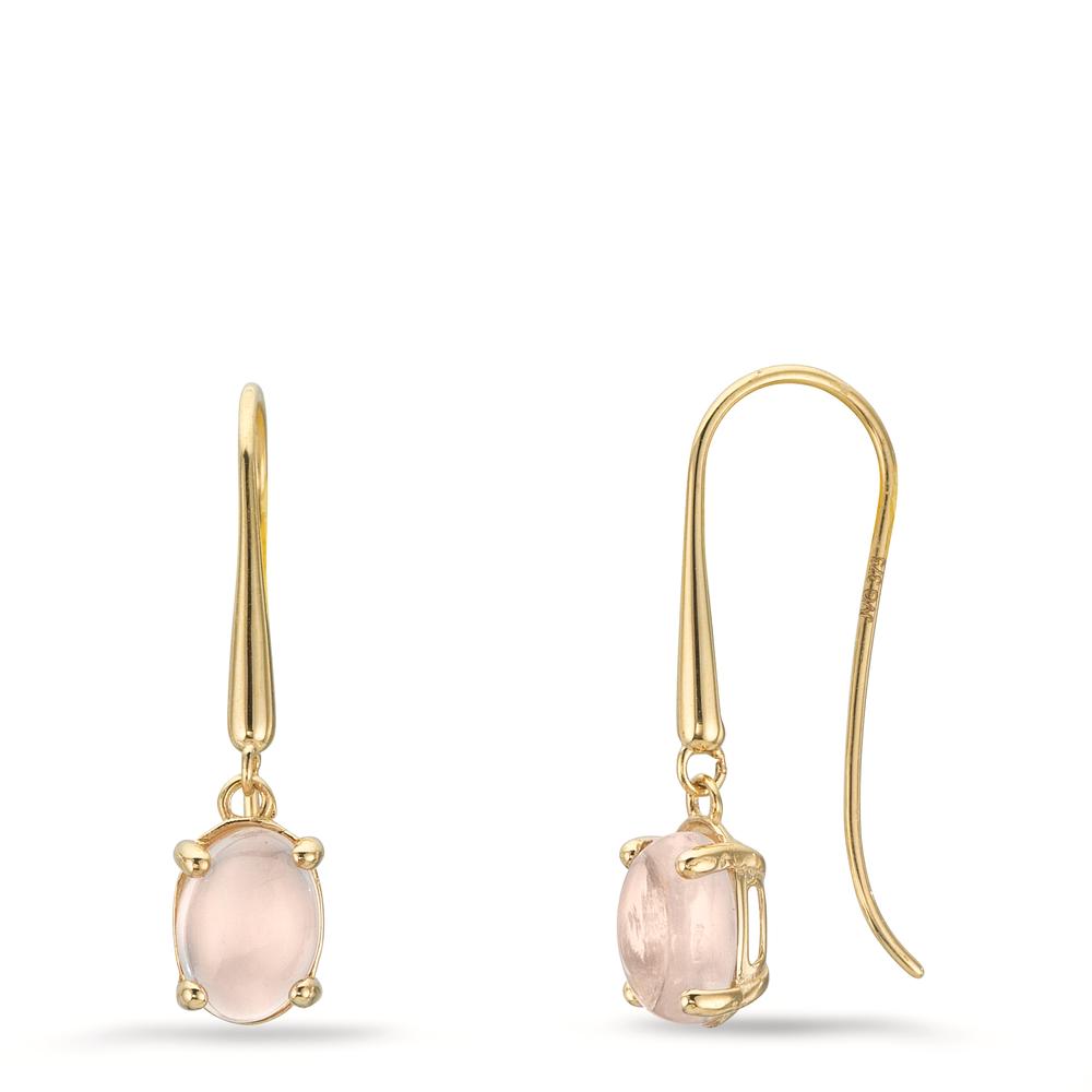 Pendientes Oro amarillo de 375/9K Cuarzo rosa, 2 piedras