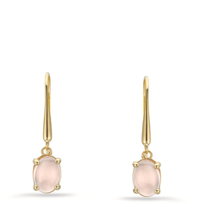 Pendientes Oro amarillo de 375/9K Cuarzo rosa, 2 piedras