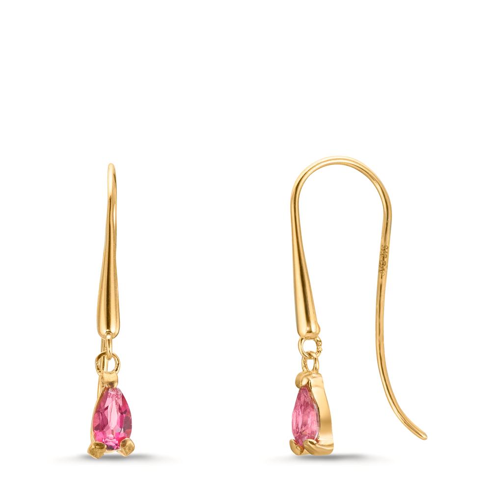 Ohrhänger 375/9 K Gelbgold Topas pink, 2 Steine