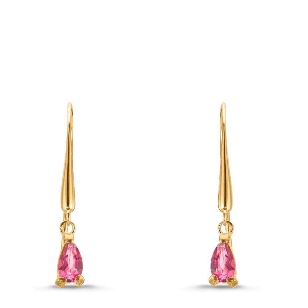 Ohrhänger 375/9 K Gelbgold Topas pink, 2 Steine