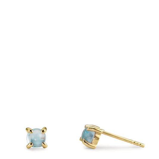 Stud earrings 9k Yellow Gold Topaz Light Blue, 2 Stones Ø4.3 mm
