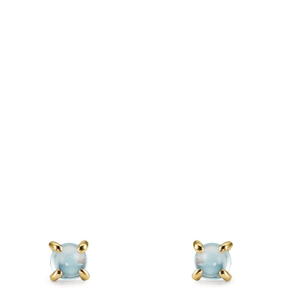 Ohrstecker 375/9 K Gelbgold Topas hellblau, 2 Steine Ø4.3 mm