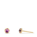 Clous d'oreilles Or jaune 9K Améthyste 2 Pierres Ø4 mm