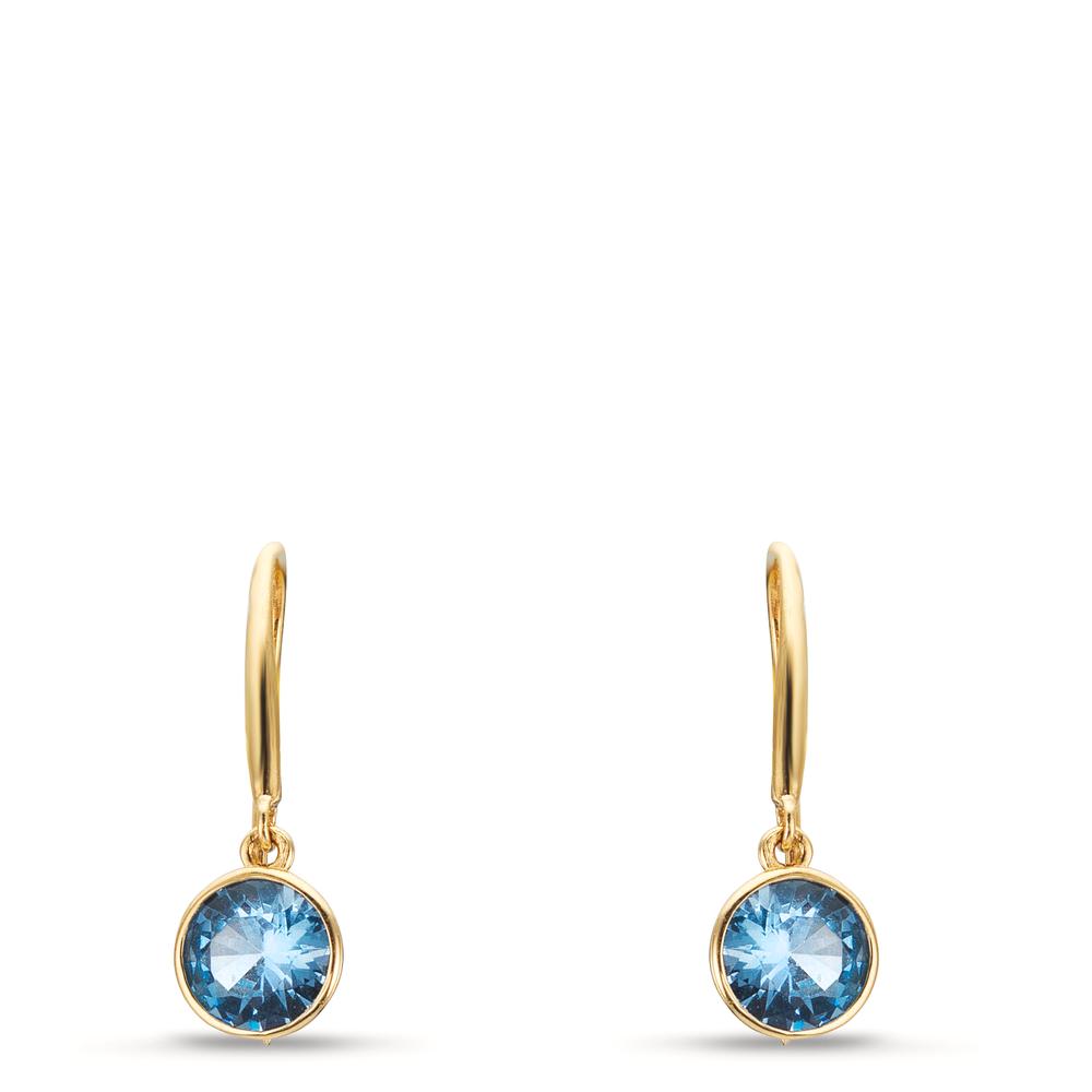 Ohrhänger 375/9 K Gelbgold Zirkonia hellblau, 2 Steine