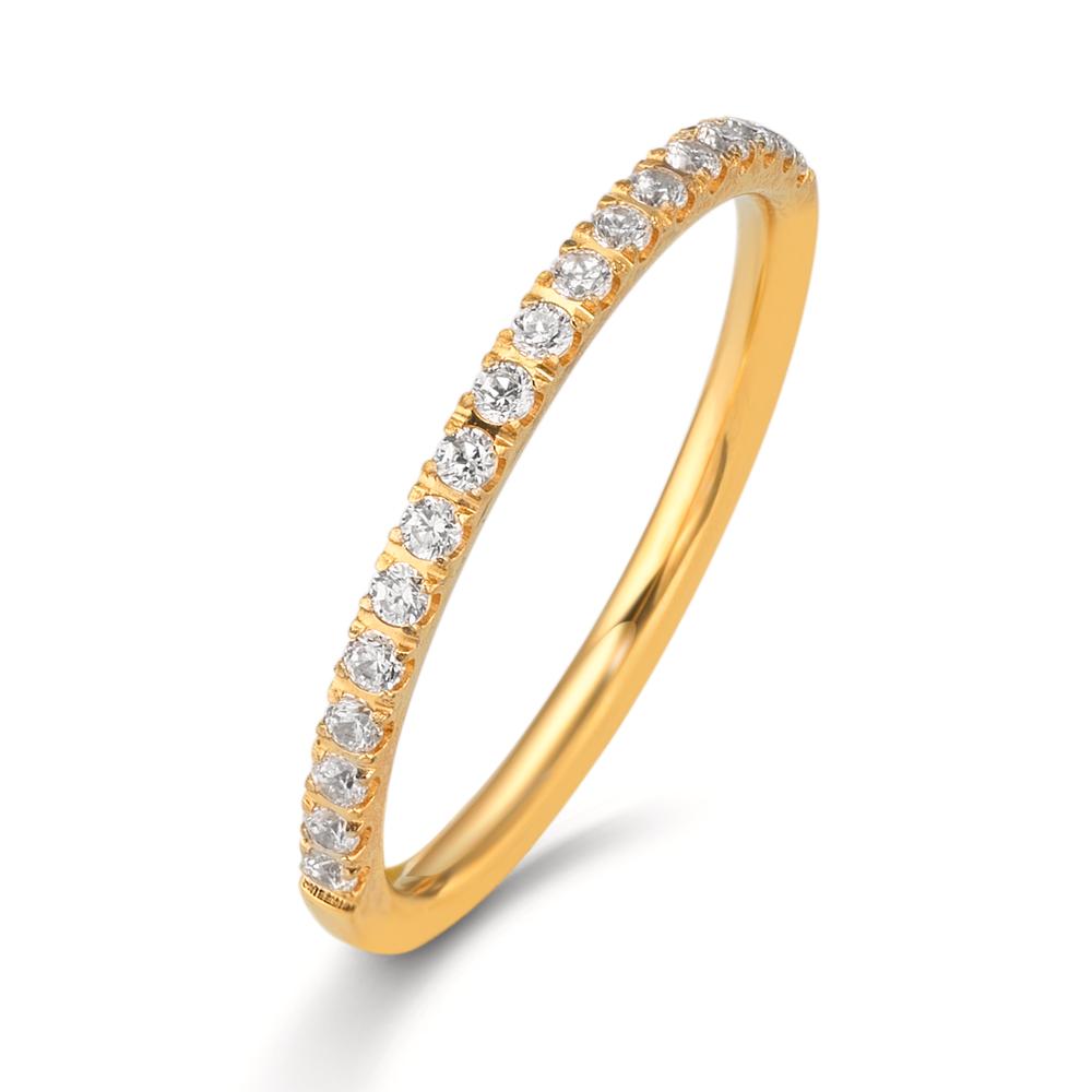 Anelli di memoria Acciaio inossidabile Zirconia bianco, 20 pietra giallo rivestimento IP