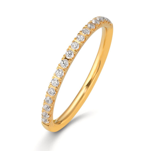 Minnesring rostfritt stål Zirkoniumoxid vit, 20 stenar gul IP-belagd