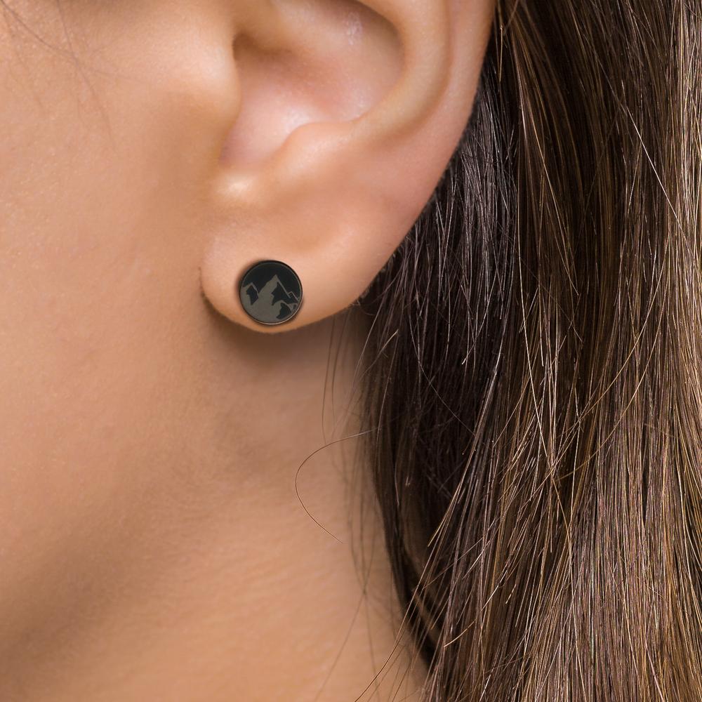 Ohrstecker 1 Stk Edelstahl schwarz IP beschichtet Berg Ø8 mm