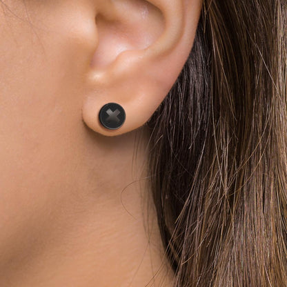 Ohrstecker 1 Stk Edelstahl schwarz IP beschichtet Ø8 mm