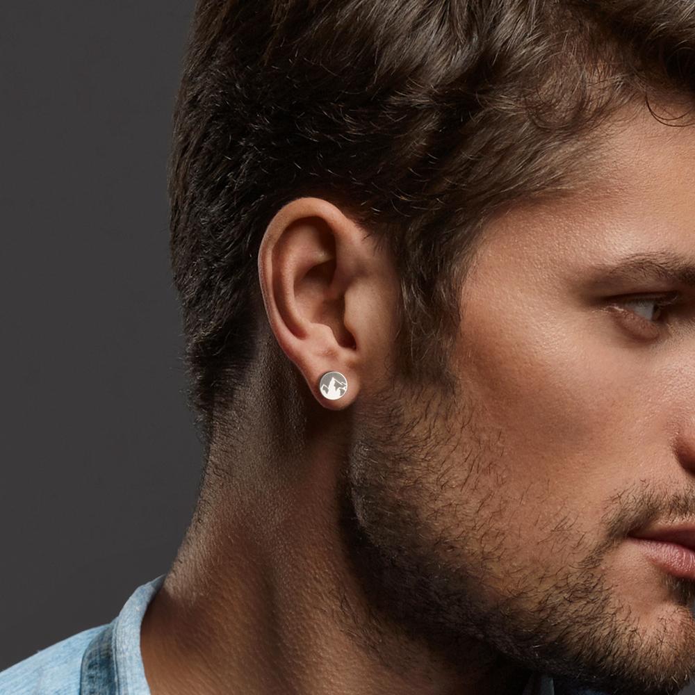 Single stud earring Stainless steel Mountain Ø8 mm