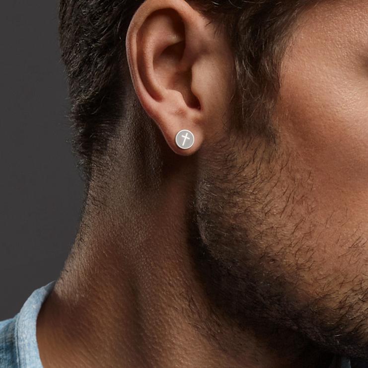 Ohrstecker 1 Stk Edelstahl Kreuz Ø8 mm