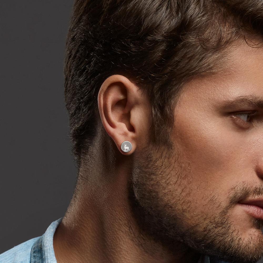 Single stud earring Stainless steel Deer Ø8 mm