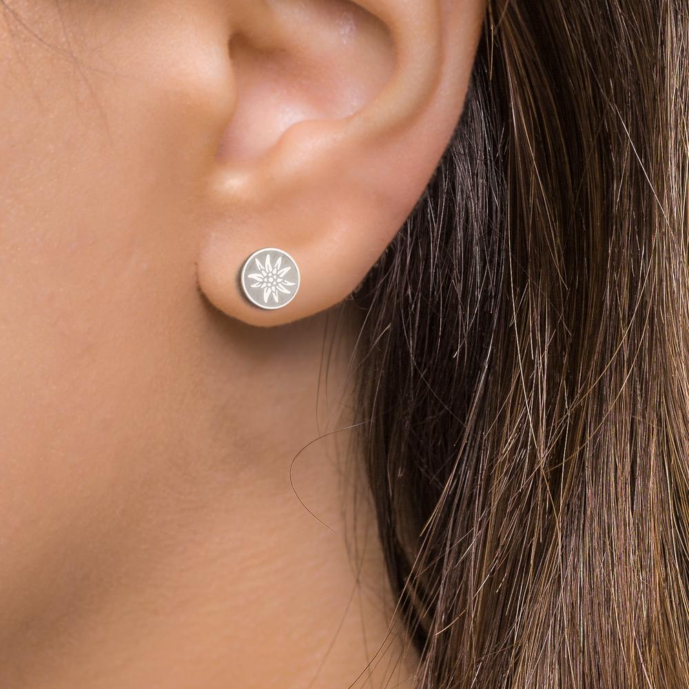 Single stud earring Stainless steel Edelweiss Ø8 mm