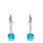 Drop Earrings Hypoallergenic Crystal Blue, 2 Stones, 6 mm