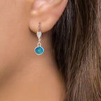 Drop Earrings Hypoallergenic Crystal Blue, 2 Stones, 6 mm