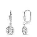 Pendant d'oreilles Antiallergique Zircone blanc, 2 Pierres, 8 mm