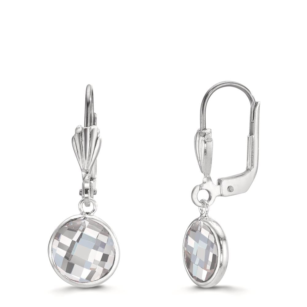 Pendientes Anti alergico Circonita blanco, 2 piedras, 8 mm