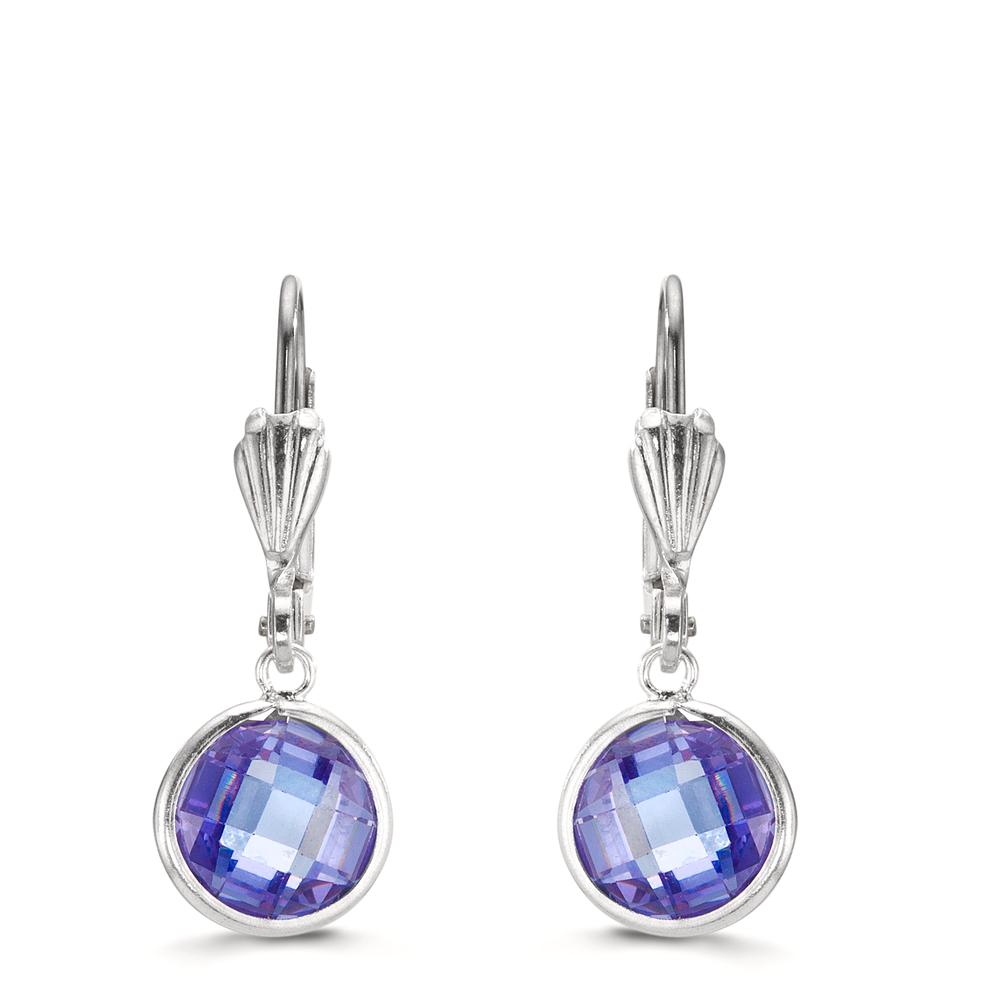 Orecchini Anti allergico Zirconia Viola, 2 pietra, 8 mm