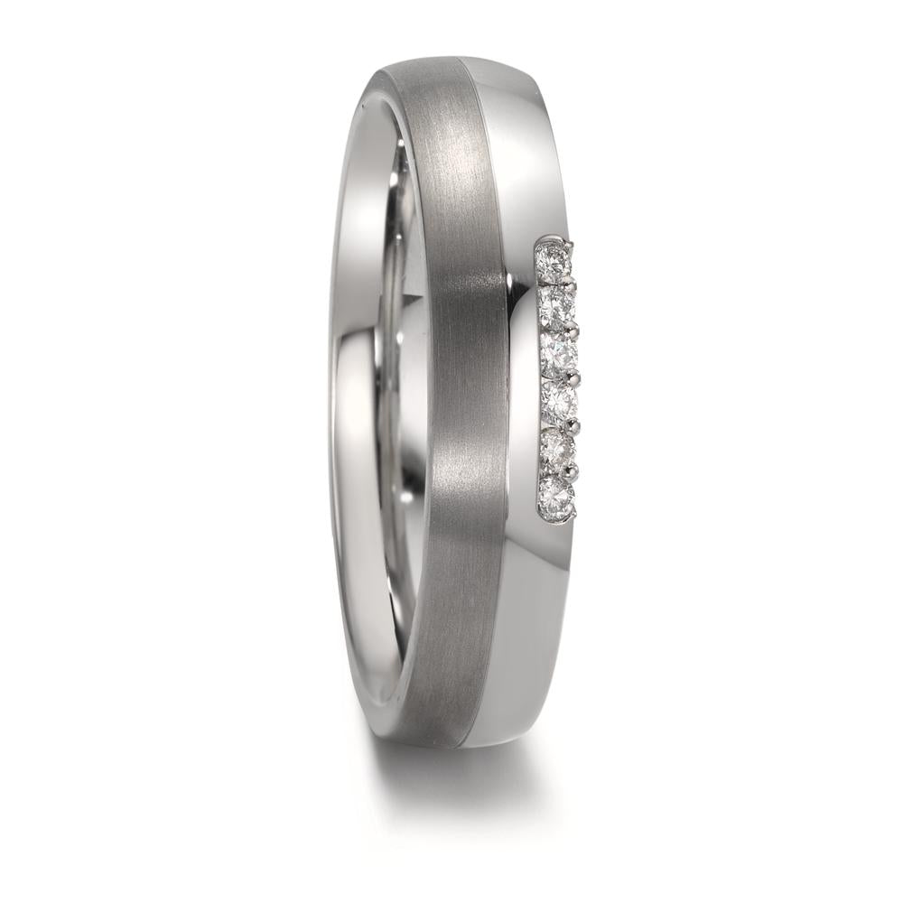 Alliance Acier inoxydable, Titane Diamant 0.09 ct, 6 Pierres, w-si