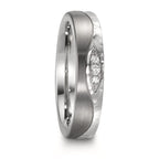 Anello del partner Acciaio inossidabile, Titanio Diamante 0.045 ct, 3 pietra, w-si