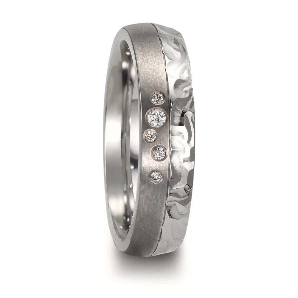 Alliance Acier inoxydable, Titane Diamant 0.05 ct, 5 Pierres, w-si