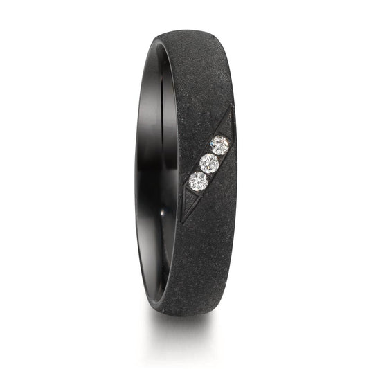 Anillo de pareja Circonio Diamante 0.045 ct, 3 piedras, w-si
