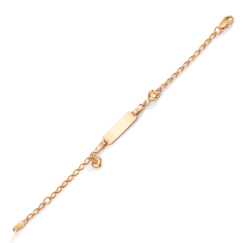 Gourmette avec gravure Or rouge 18K Coeur 12-14 cm